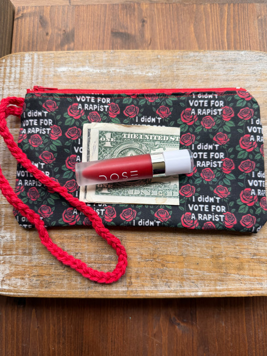I Didn’t Vote for a Rapist Roses Wristlet Wallet Zipper Pouch