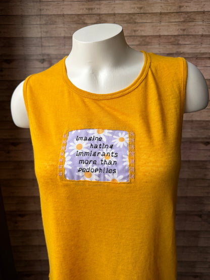 Imagine Hating Immigrants More Than Pedophiles Reclaimed Upcycled Tank Top Sleeveless Shirt Size S Womens