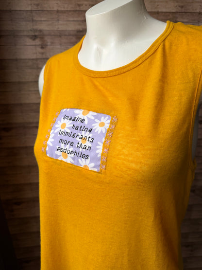 Imagine Hating Immigrants More Than Pedophiles Reclaimed Upcycled Tank Top Sleeveless Shirt Size S Womens