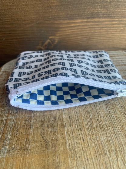 Read Banned Books White & Black Anti Fascist Coin Purse Zipper Bag