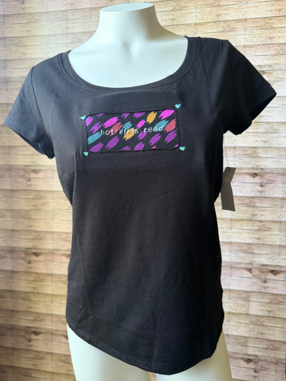 Hot Girls Read Reclaimed Upcycled T Shirt Size M with Matching Twist Headband Womens Bundle