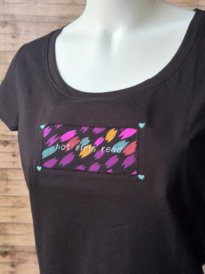 Hot Girls Read Reclaimed Upcycled T Shirt Size M with Matching Twist Headband Womens Bundle