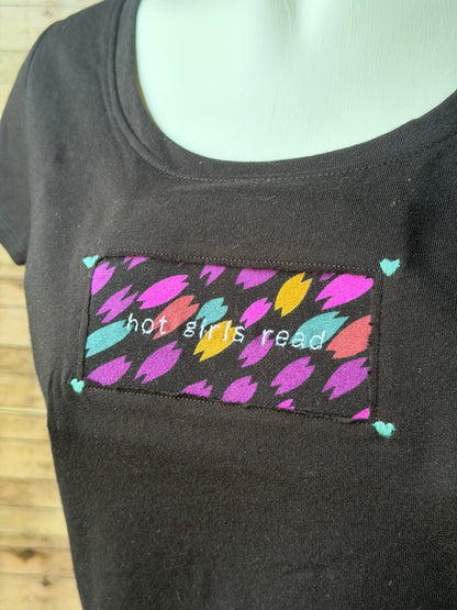 Hot Girls Read Reclaimed Upcycled T Shirt Size M with Matching Twist Headband Womens Bundle