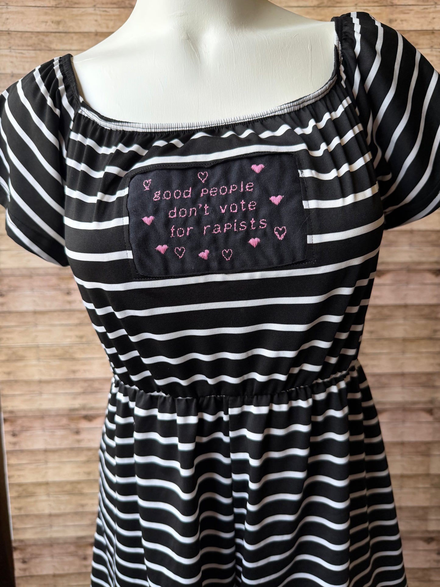Good People Don’t Vote for Rapists Reclaimed Upcycled Romper Jumpsuit Shorts Size M Womens