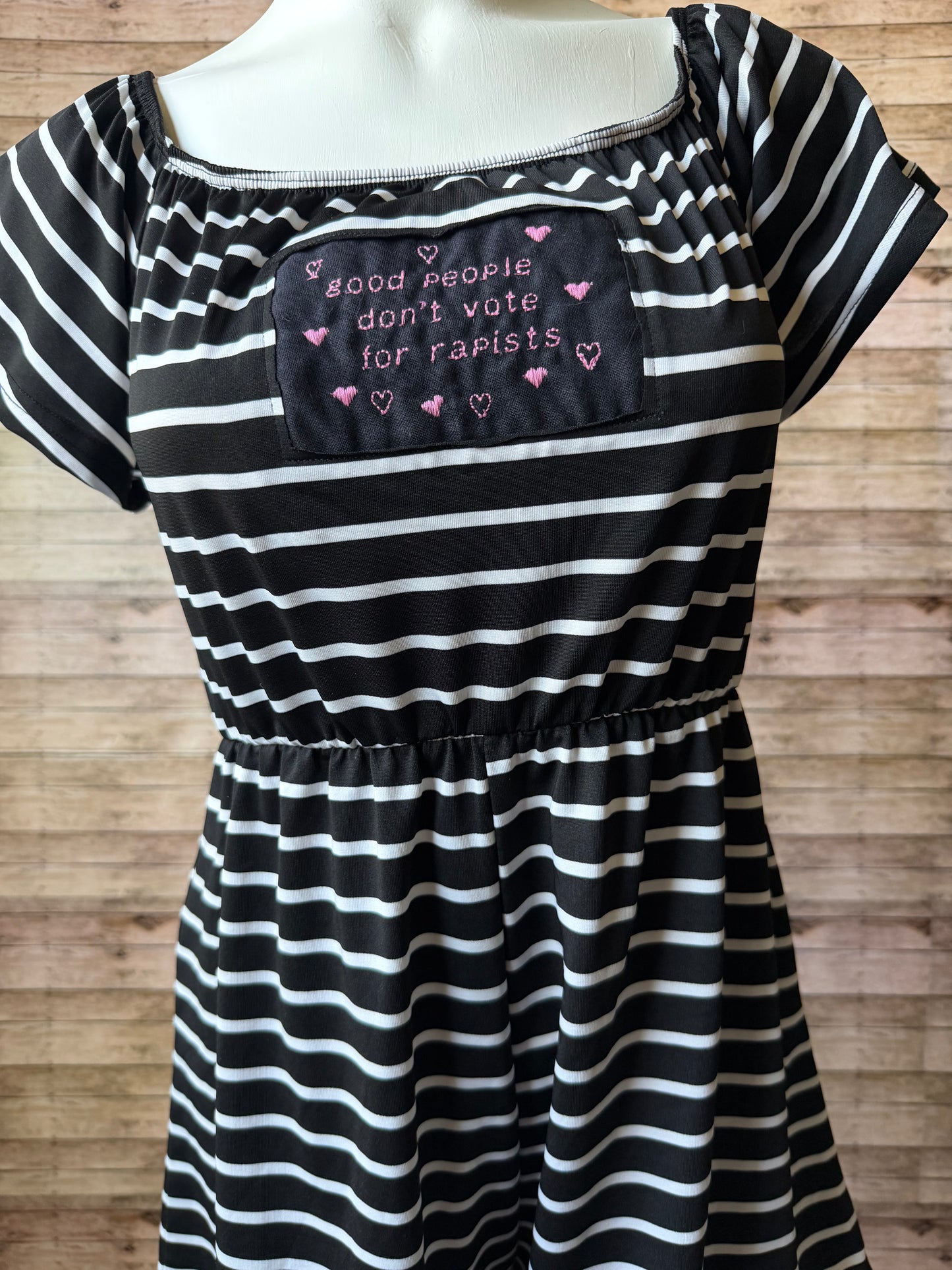 Good People Don’t Vote for Rapists Reclaimed Upcycled Romper Jumpsuit Shorts Size M Womens