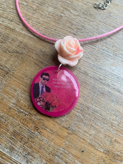 Are You a CEO Luigi Pink Rose Valentines Clay Necklace