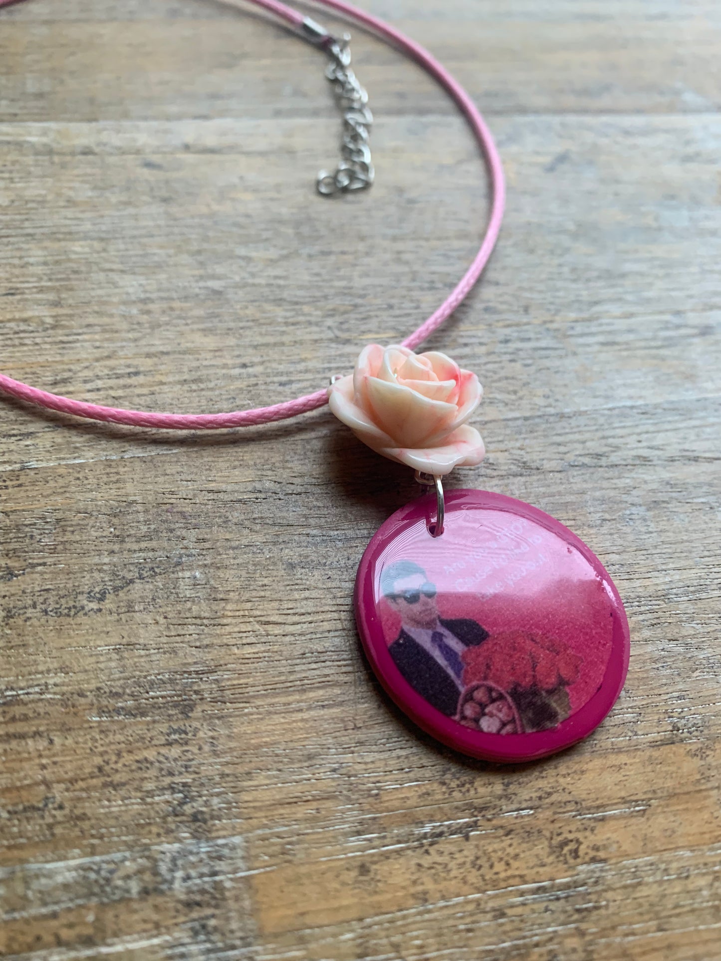 Are You a CEO Luigi Pink Rose Valentines Clay Necklace