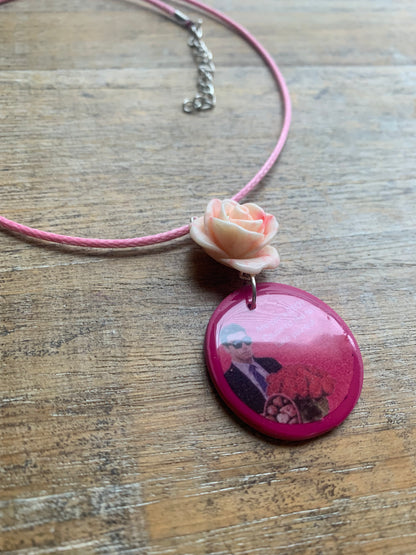 Are You a CEO Luigi Pink Rose Valentines Clay Necklace