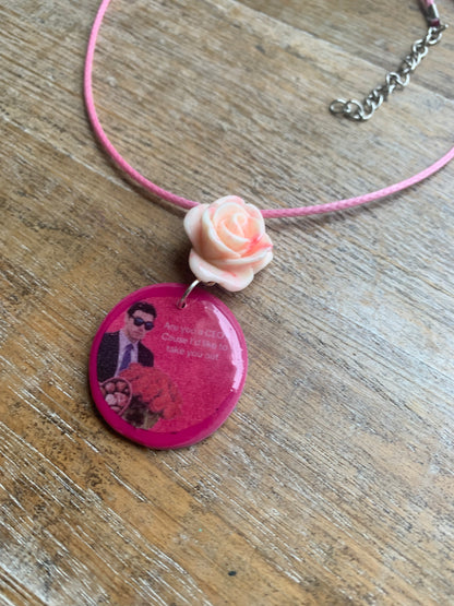 Are You a CEO Luigi Pink Rose Valentines Clay Necklace
