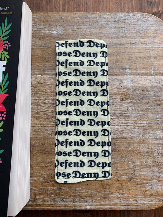 Small Deny Defend Depose Luigi Fabric Rectangle Bookmark