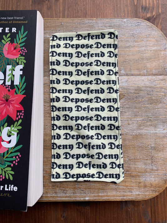 Large Deny Defend Depose Luigi Fabric Rectangle Bookmark