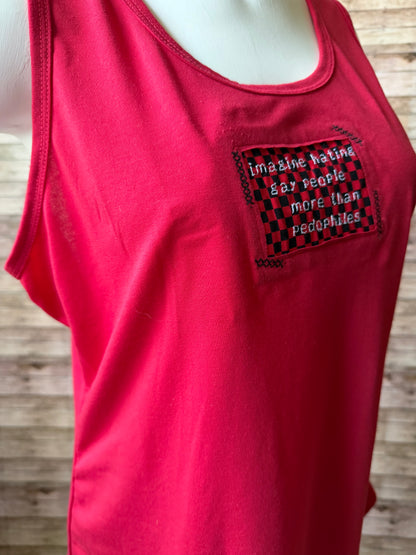 Imagine Hating Gay People More Than Pedophiles Reclaimed Upcycled Tank Top Sleeveless Shirt Size XL Womens