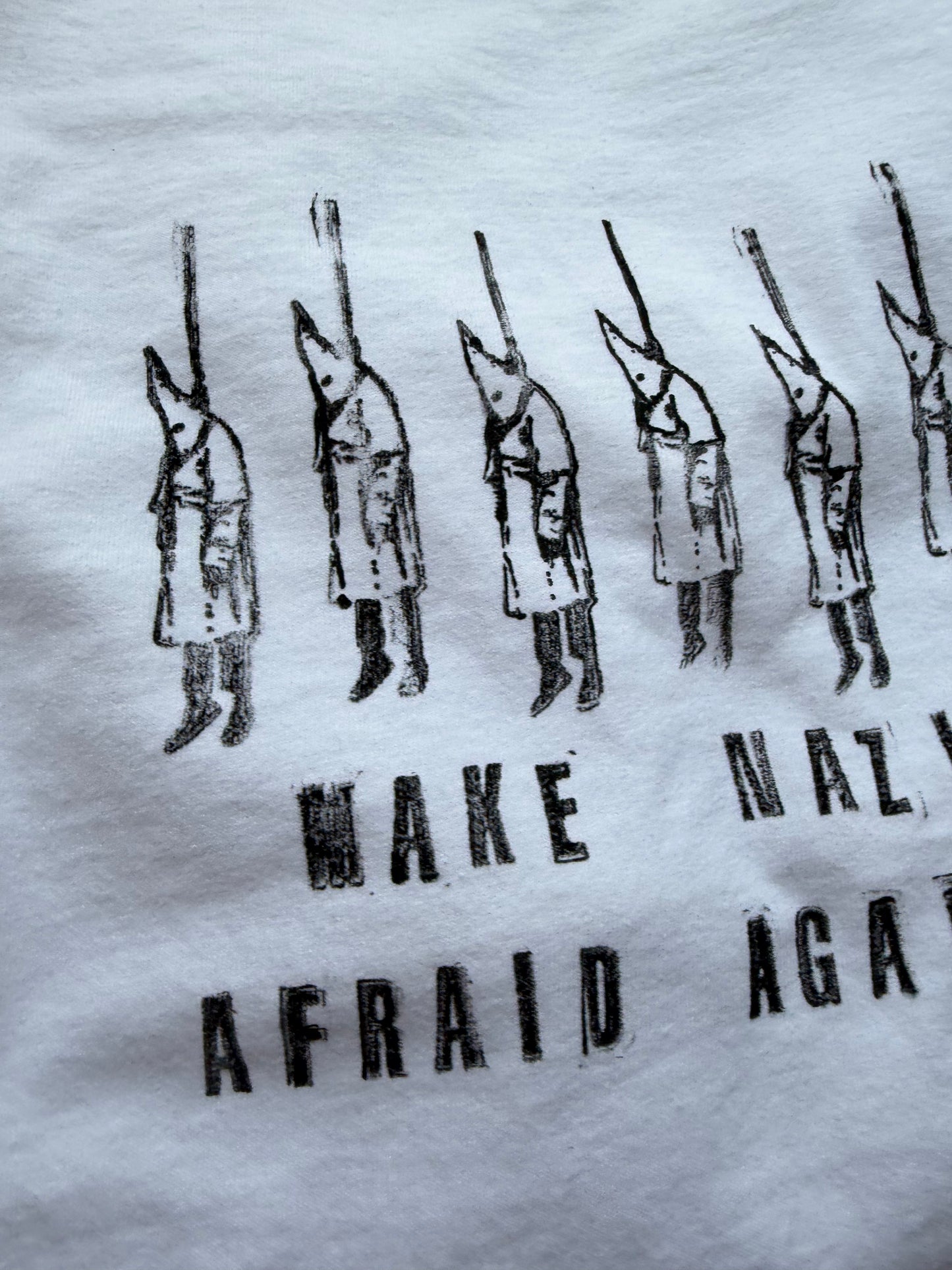 Make Nazis Afraid Again Reclaimed Upcycled Top Short Sleeve White Shirt Size XL
