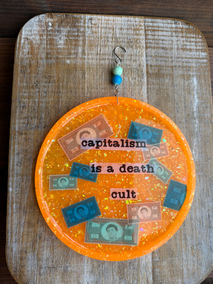 As-Is Capitalism Is A Death Cult Wall Hanging Decor Glitter Resin Wall Plaque Luigi