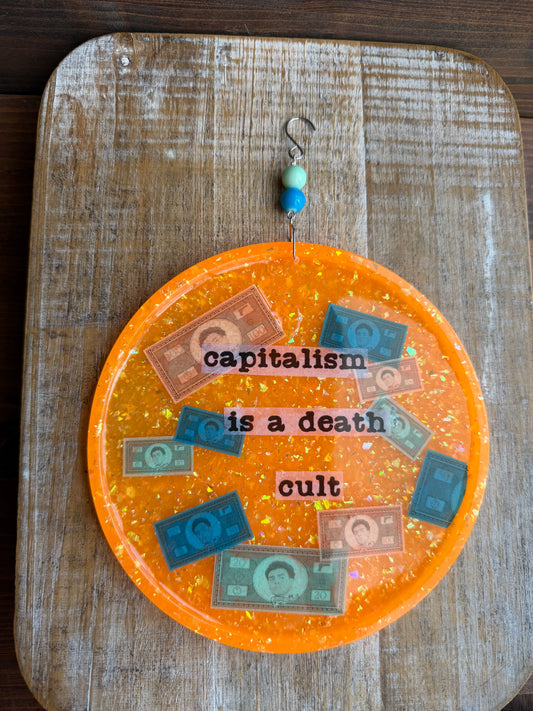 As-Is Capitalism Is A Death Cult Wall Hanging Decor Glitter Resin Wall Plaque Luigi