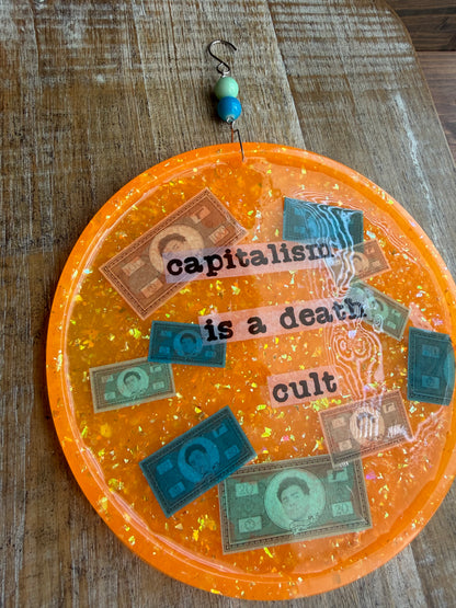 As-Is Capitalism Is A Death Cult Wall Hanging Decor Glitter Resin Wall Plaque Luigi