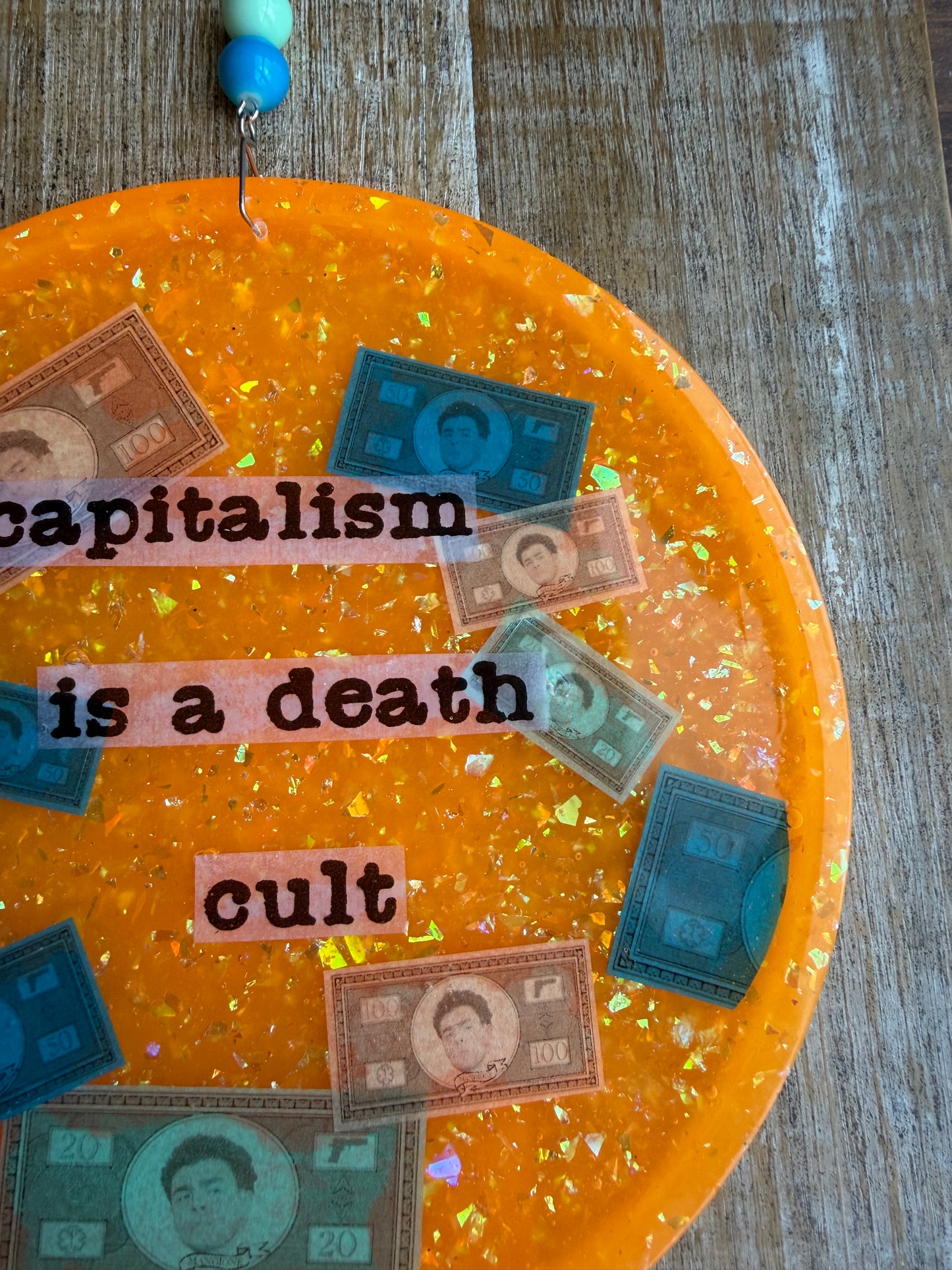 As-Is Capitalism Is A Death Cult Wall Hanging Decor Glitter Resin Wall Plaque Luigi