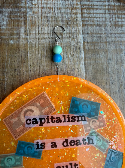 As-Is Capitalism Is A Death Cult Wall Hanging Decor Glitter Resin Wall Plaque Luigi