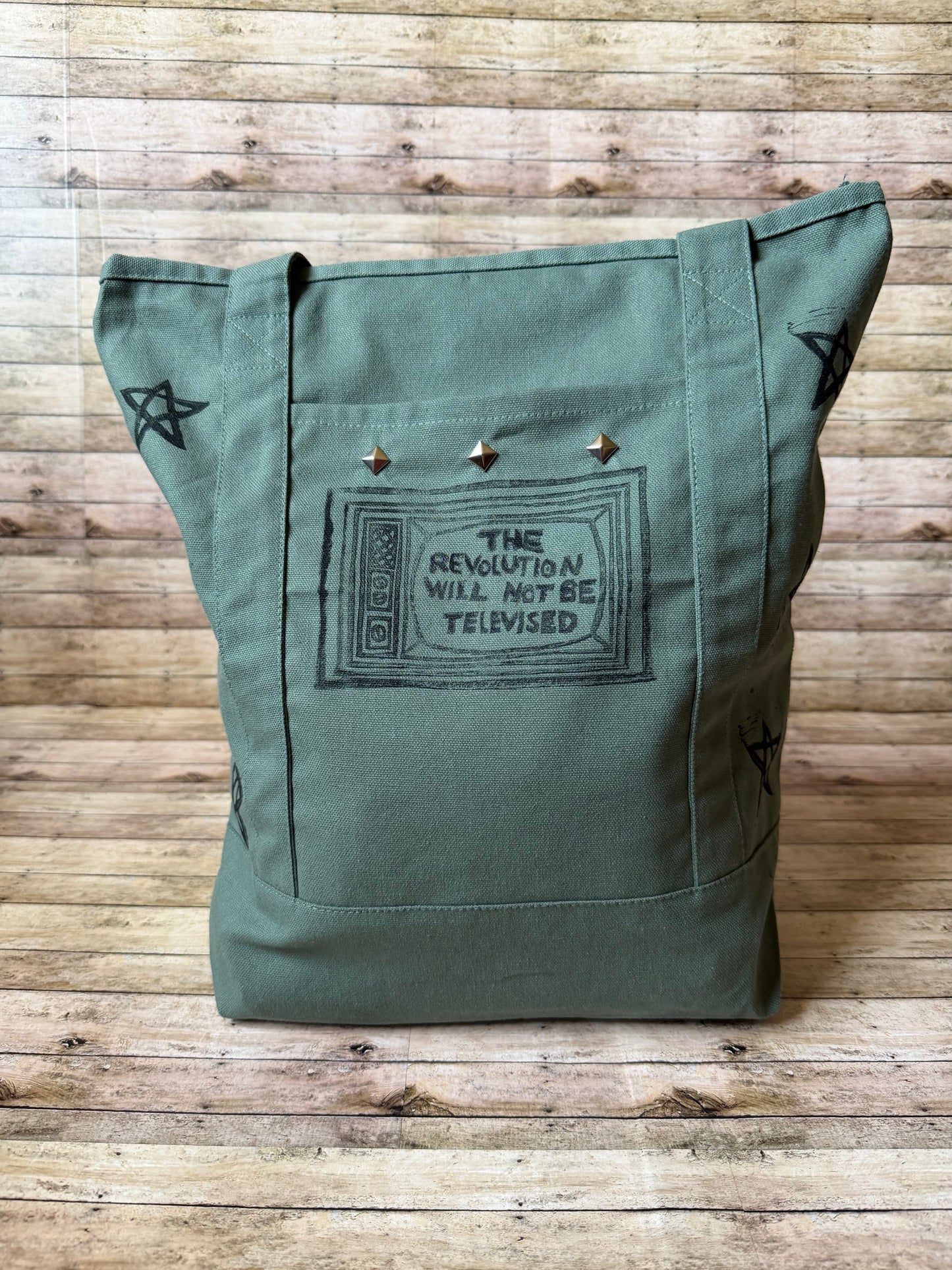 The Revolution Will Not Be Televised Anti War Punk Tote Shoulder Bag
