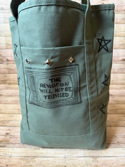 The Revolution Will Not Be Televised Anti War Punk Tote Shoulder Bag