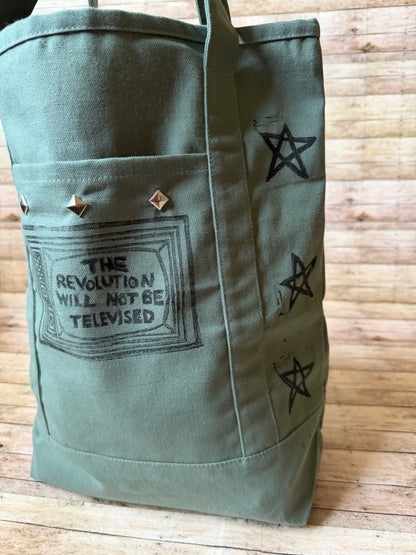 The Revolution Will Not Be Televised Anti War Punk Tote Shoulder Bag
