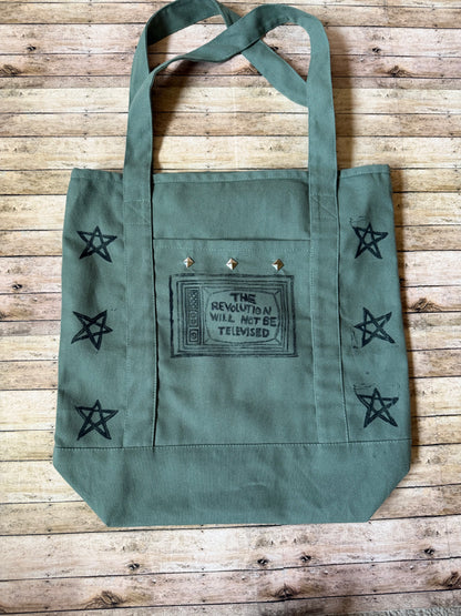 The Revolution Will Not Be Televised Anti War Punk Tote Shoulder Bag