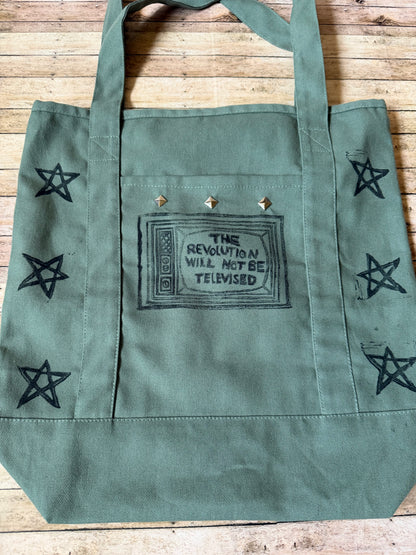The Revolution Will Not Be Televised Anti War Punk Tote Shoulder Bag
