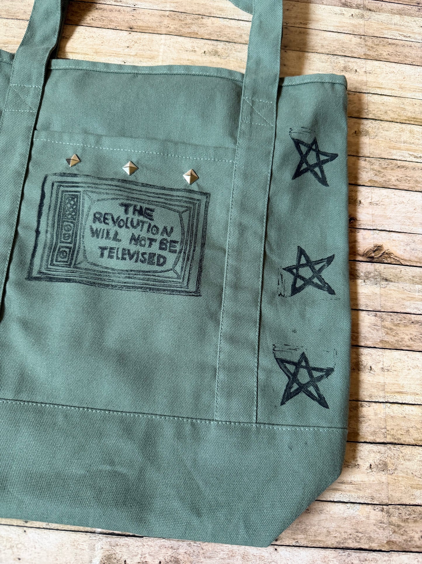 The Revolution Will Not Be Televised Anti War Punk Tote Shoulder Bag