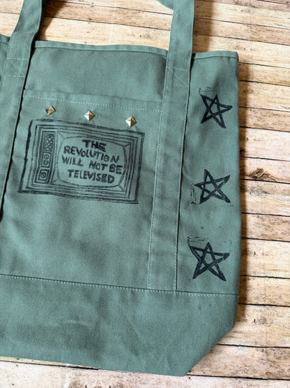 The Revolution Will Not Be Televised Anti War Punk Tote Shoulder Bag
