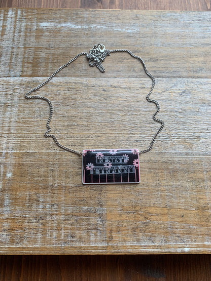 As-Is Resist Tyranny Tattoo Necklace Daisy Cute Statement Silver Tone Necklace