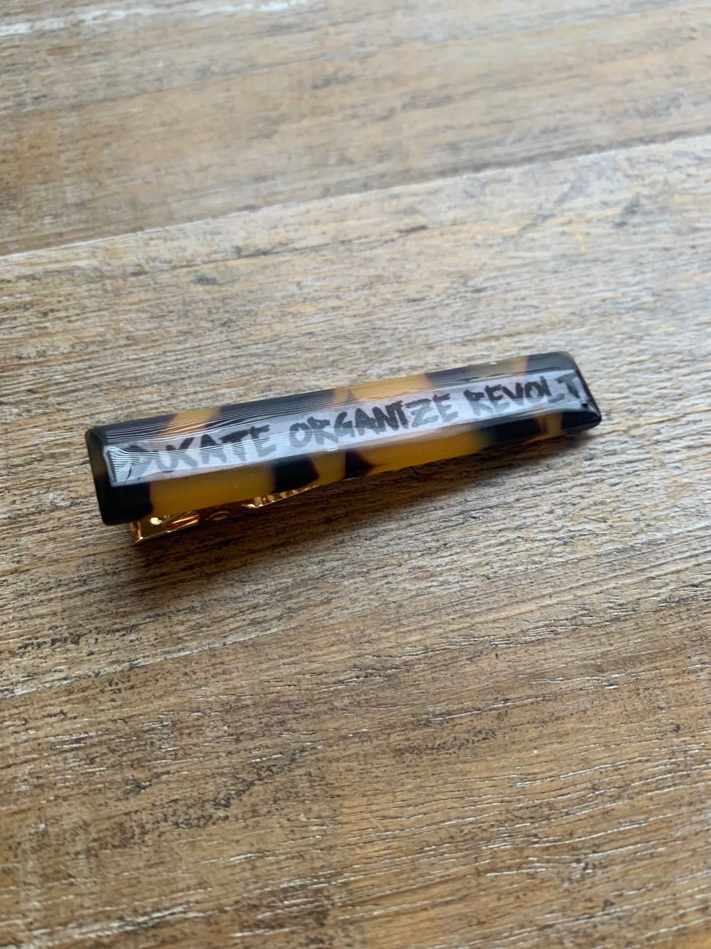 Educate Organize Revolt Tortoiseshell Color Liberal Protest Hair Clip