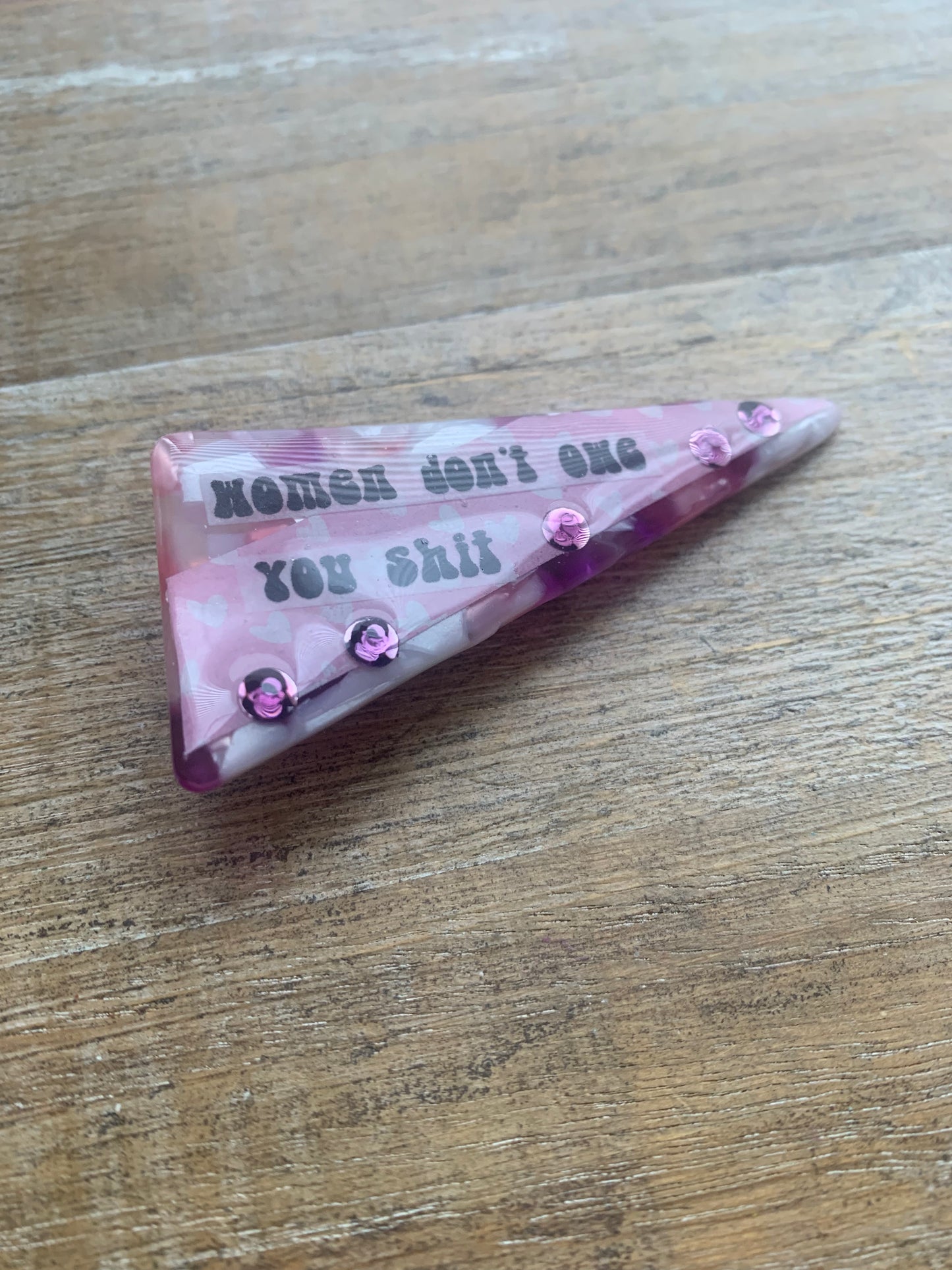 Women Don’t Owe You Shit Purple Color Rhinestone Liberal Protest Hair Clip