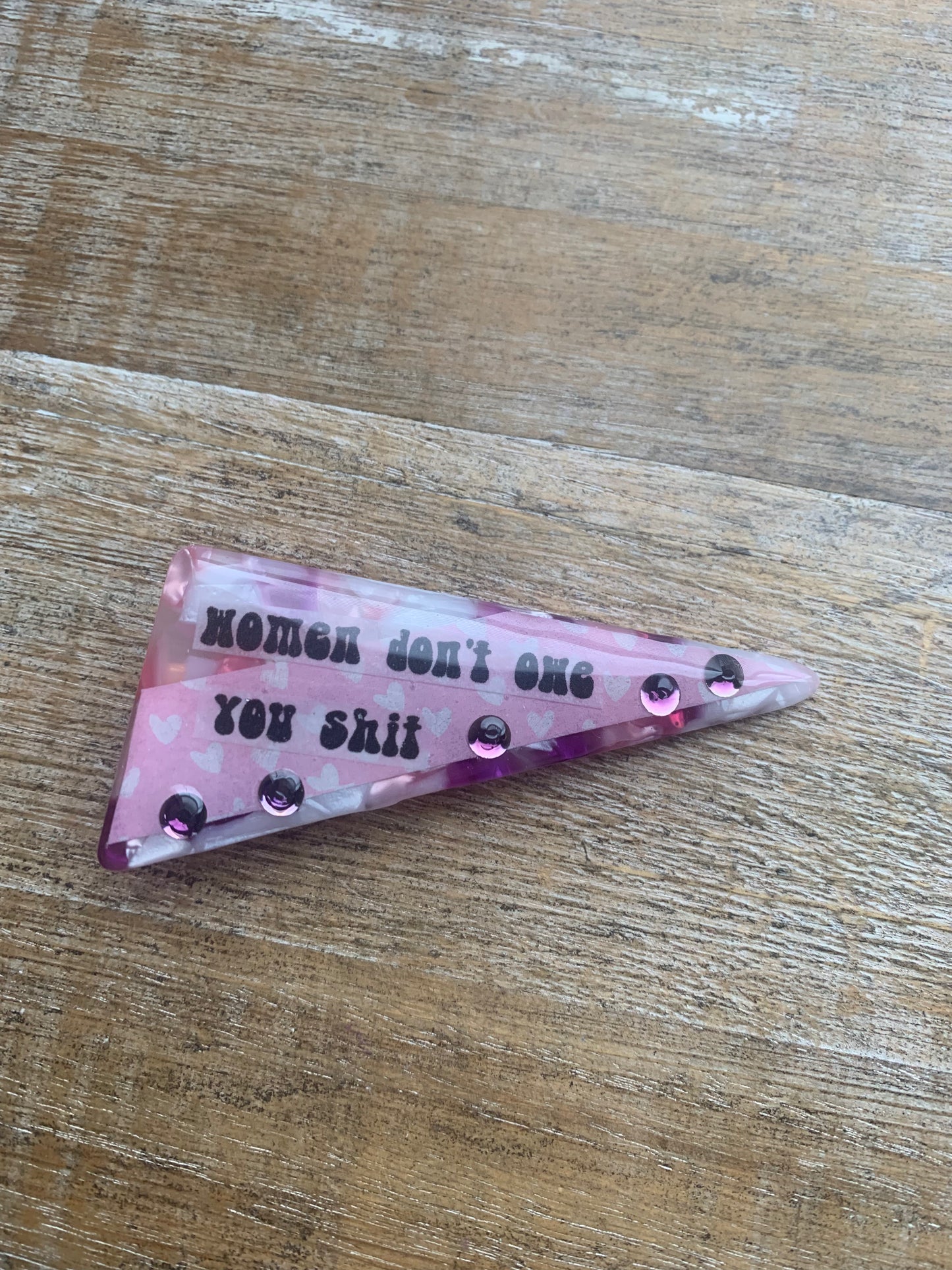 Women Don’t Owe You Shit Purple Color Rhinestone Liberal Protest Hair Clip