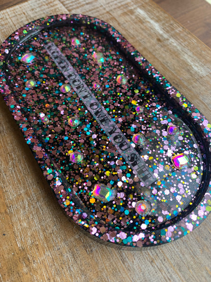 Women Don’t Owe You Shit Rhinestone Resin Jewelry Tray Desk Shelf Decor