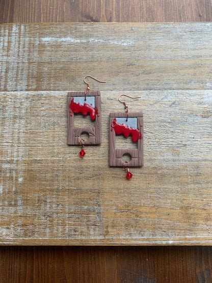 Bloody Guillotine Polymer Clay Eat the Rich Earrings