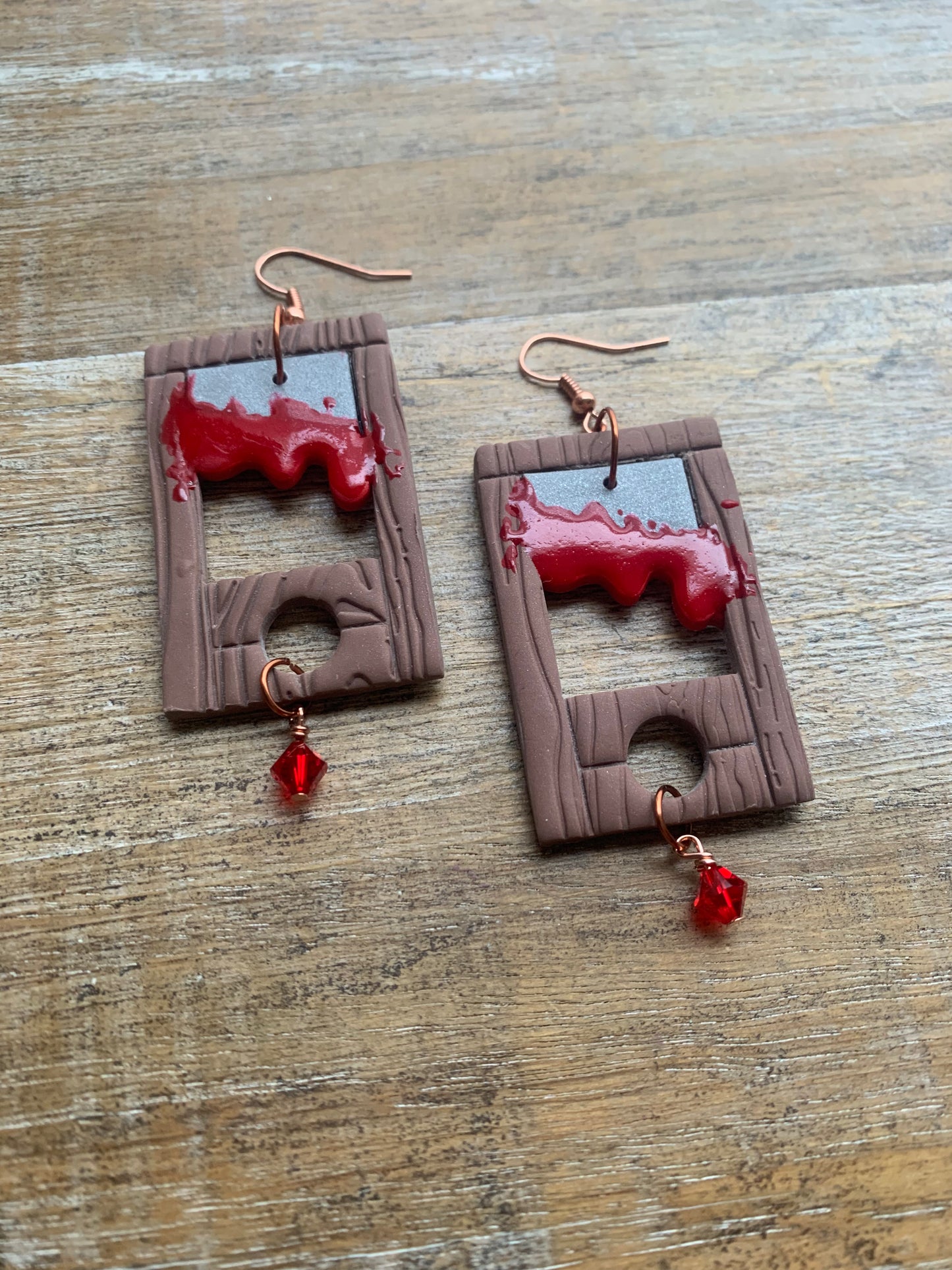 Bloody Guillotine Polymer Clay Eat the Rich Earrings