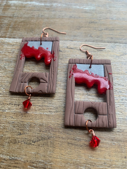 Bloody Guillotine Polymer Clay Eat the Rich Earrings