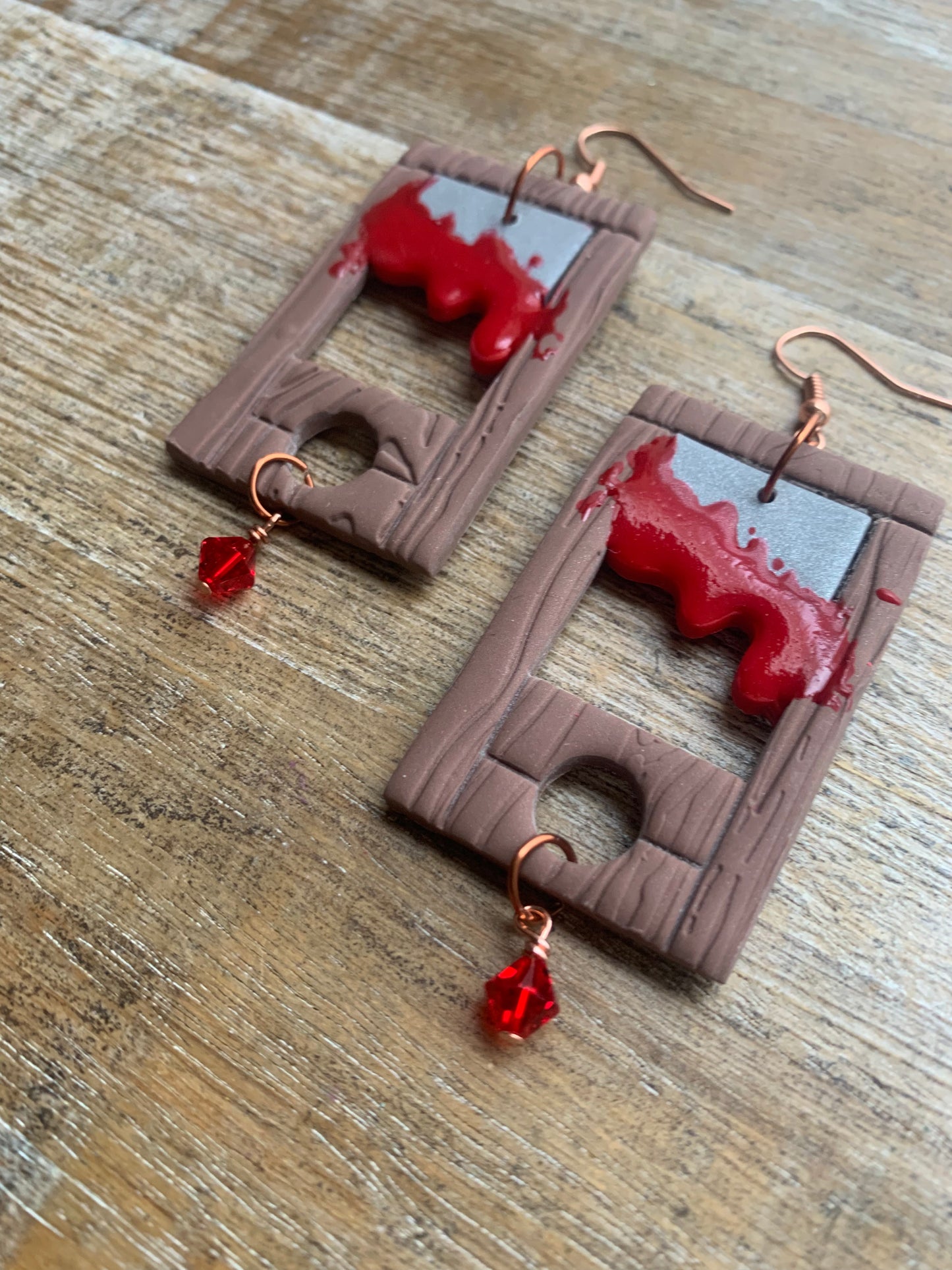 Bloody Guillotine Polymer Clay Eat the Rich Earrings