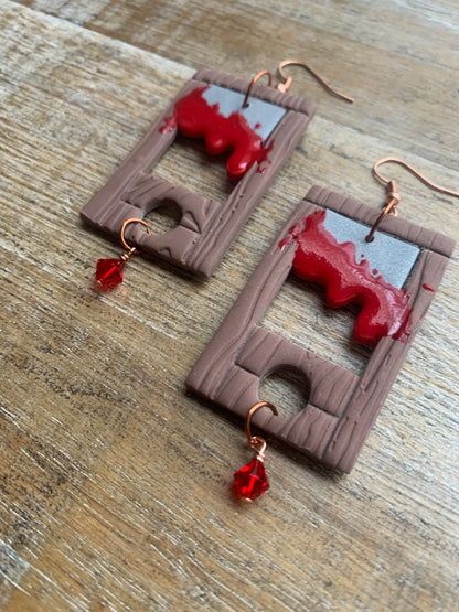 Bloody Guillotine Polymer Clay Eat the Rich Earrings