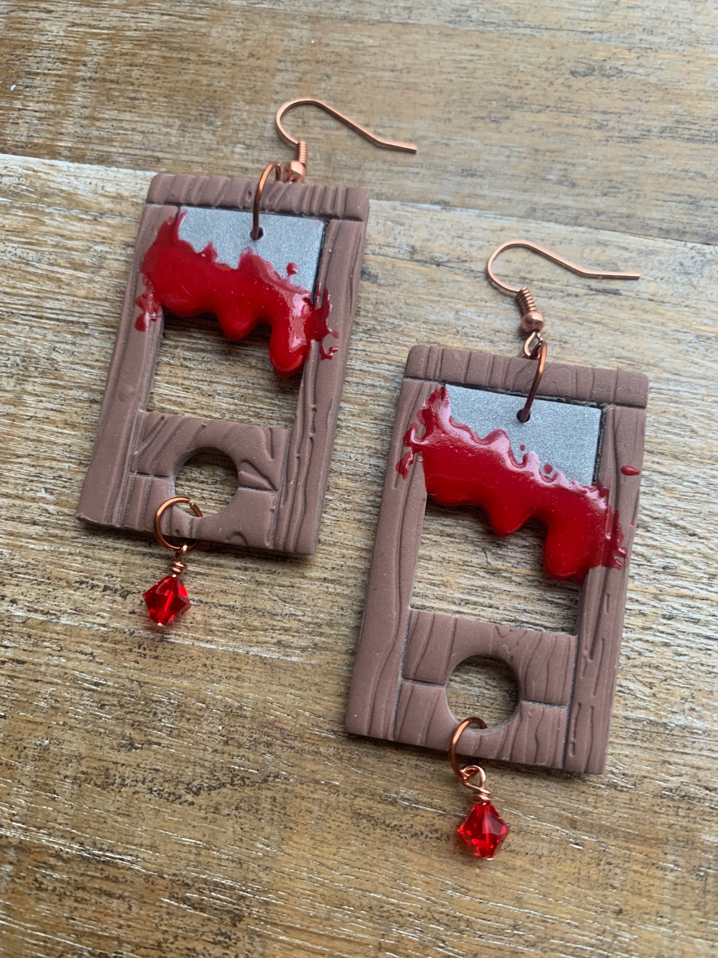 Bloody Guillotine Polymer Clay Eat the Rich Earrings