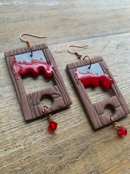 Bloody Guillotine Polymer Clay Eat the Rich Earrings