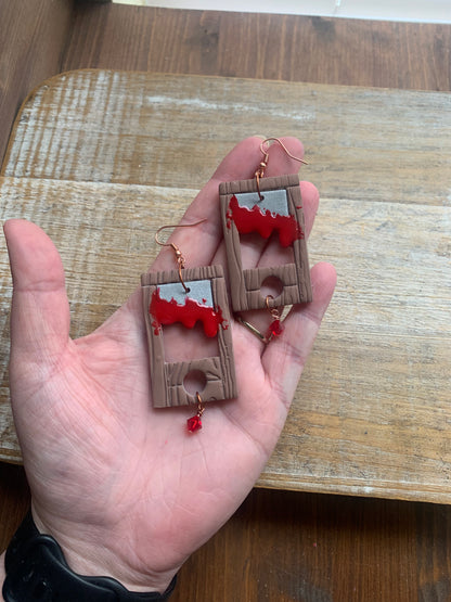 Bloody Guillotine Polymer Clay Eat the Rich Earrings