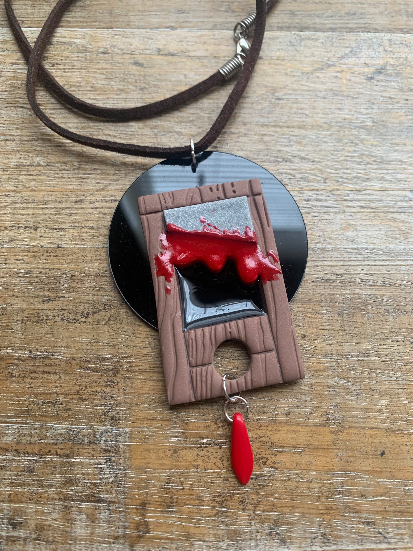 Bloody Guillotine Eat the Rich Leftist Cord Necklace