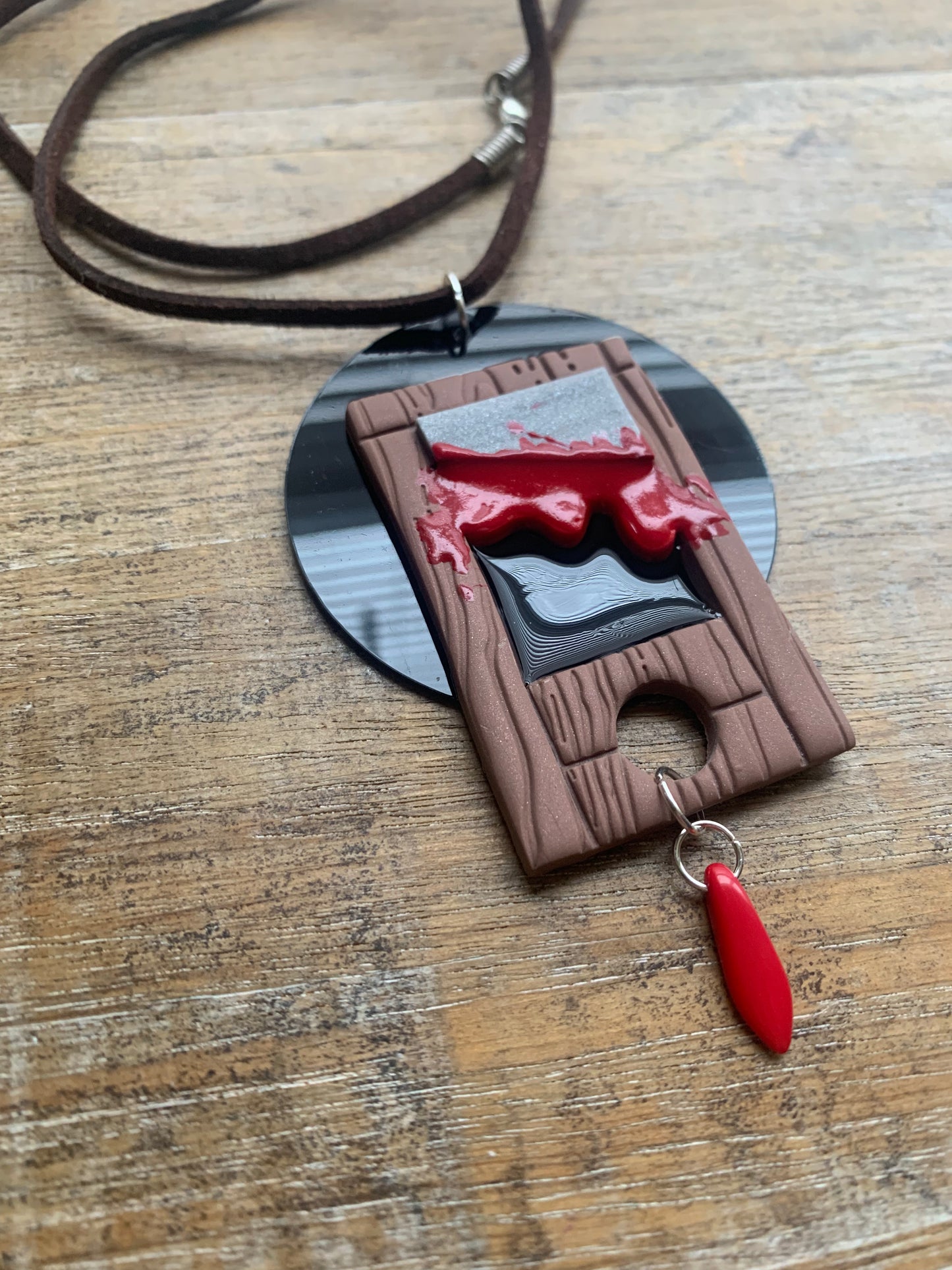 Bloody Guillotine Eat the Rich Leftist Cord Necklace