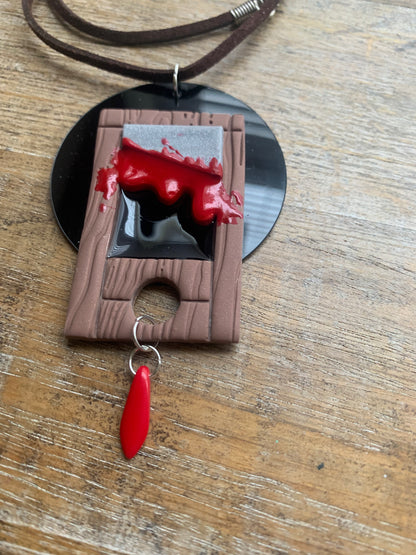 Bloody Guillotine Eat the Rich Leftist Cord Necklace