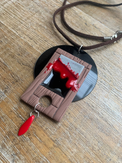 Bloody Guillotine Eat the Rich Leftist Cord Necklace