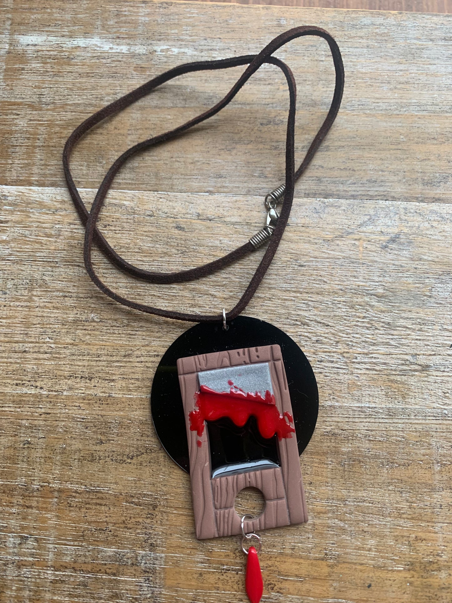 Bloody Guillotine Eat the Rich Leftist Cord Necklace