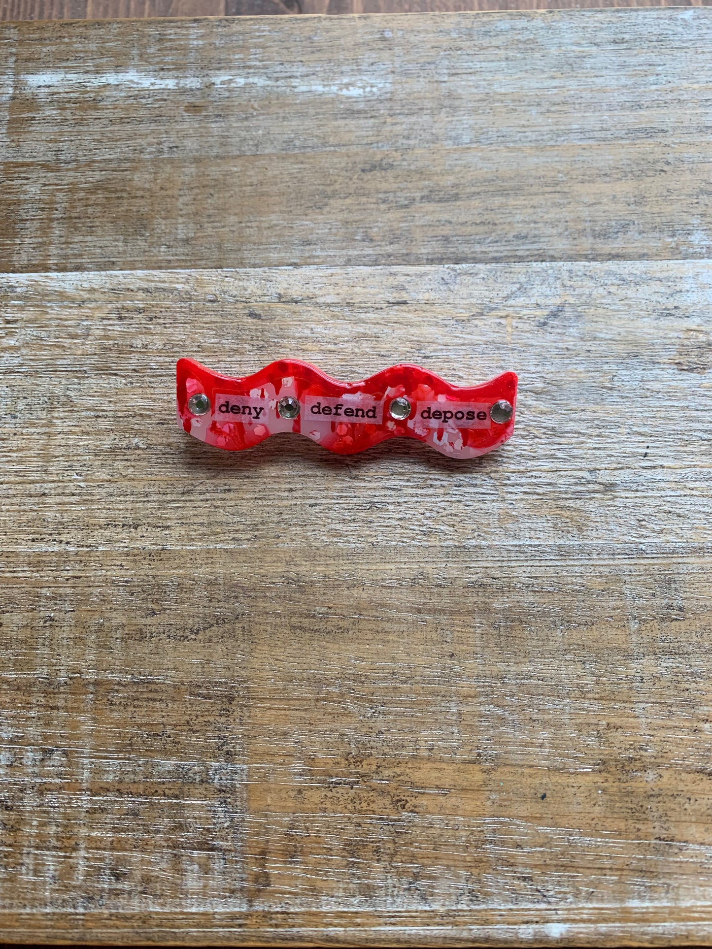 Deny Defend Depose Painted Resin Pin Bloody Luigi Gothic Glitter Brooch