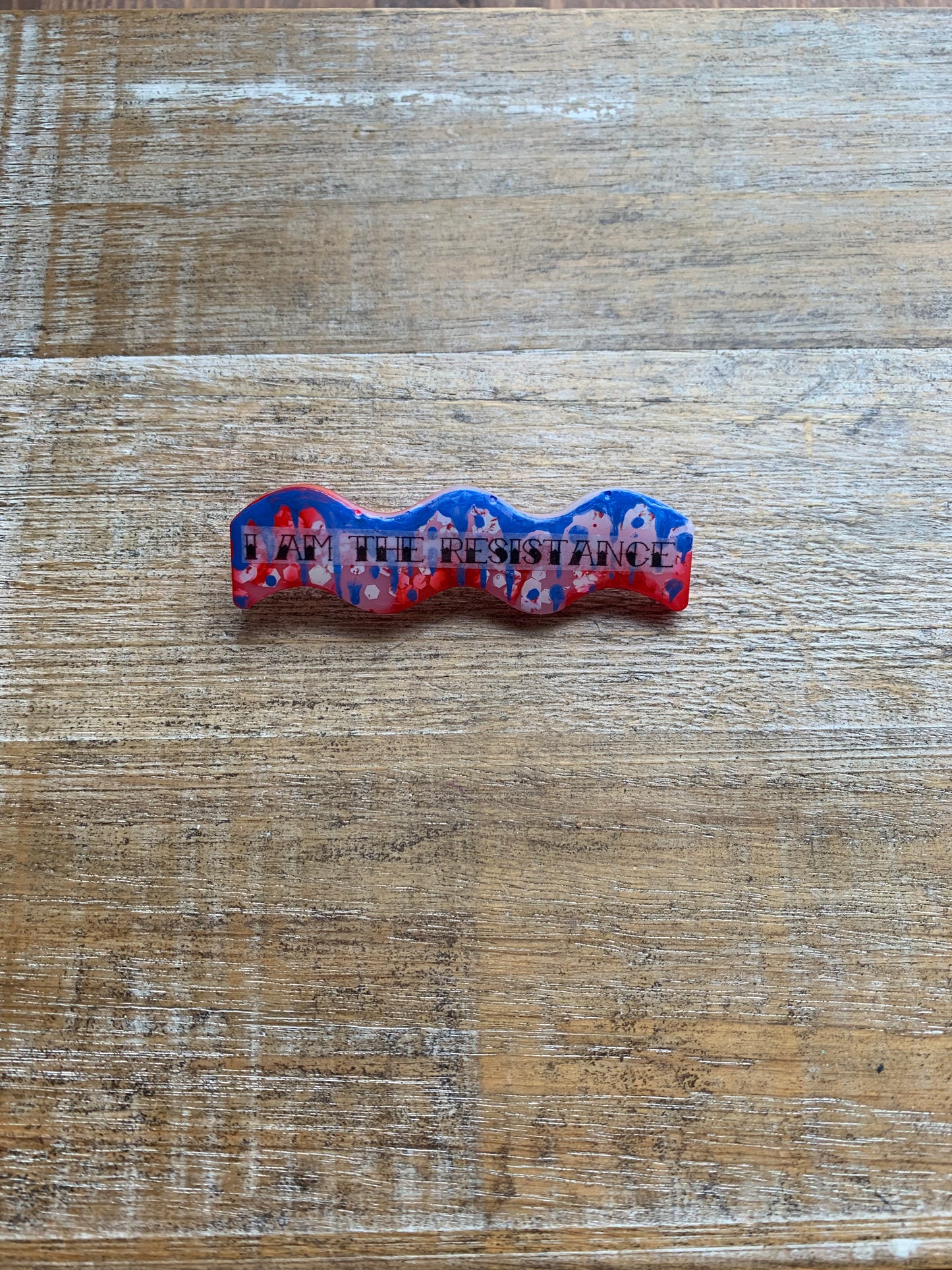As-Is I Am The Resistance Painted Resin Pin Bloody Patriotic Glitter Brooch