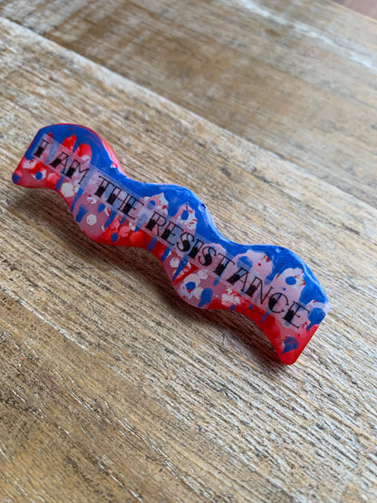 As-Is I Am The Resistance Painted Resin Pin Bloody Patriotic Glitter Brooch